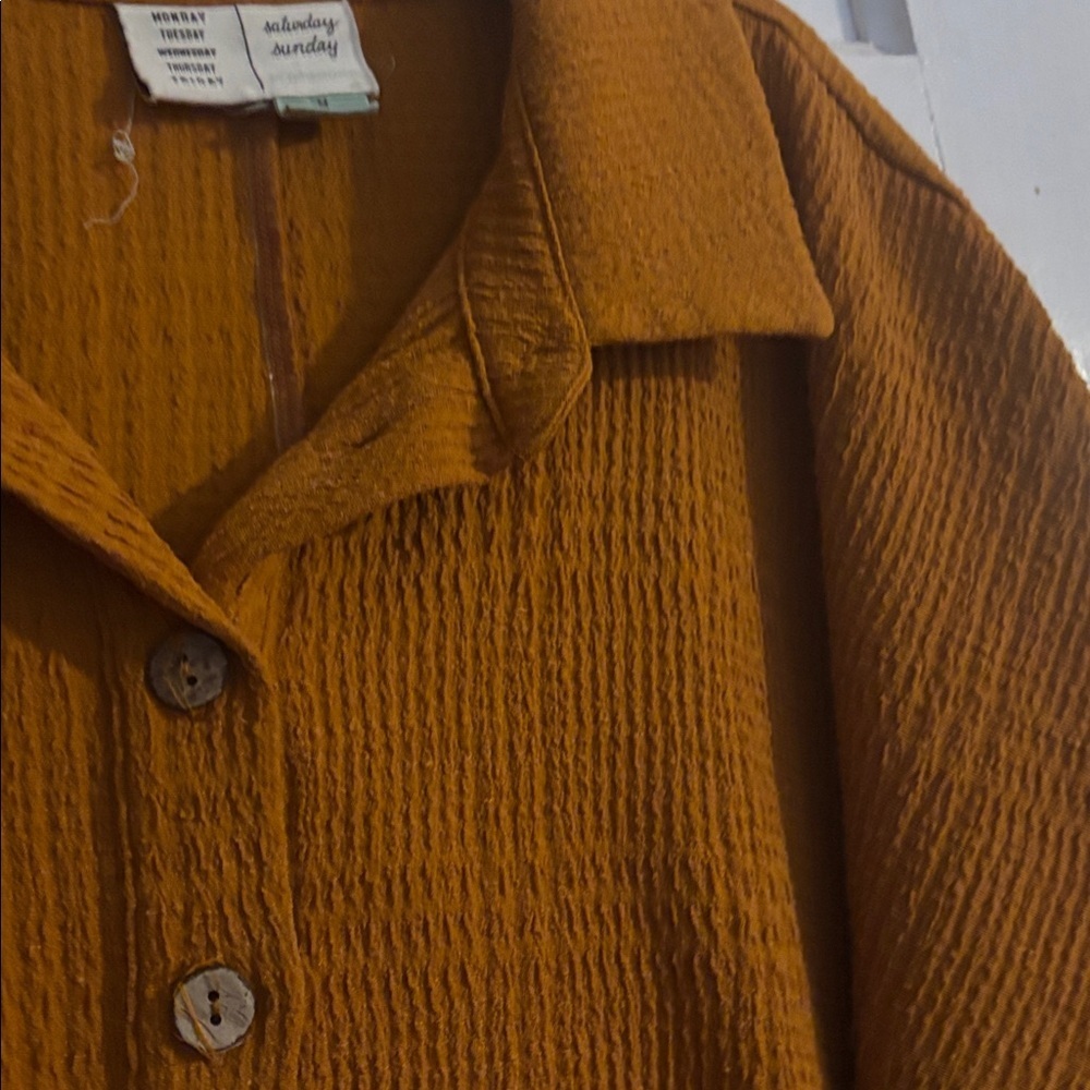 Textured Anthropologie Orange Rust Romper - Picture 2 of 5